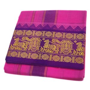 Rose Color 6 Inch Jacquard Cotton Dhoti