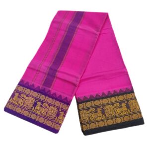 Rose Color 6 Inch Jacquard Cotton Dhoti