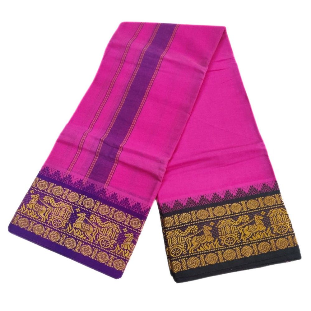 Rose Color 6 Inch Jacquard Cotton Dhoti - Image 2
