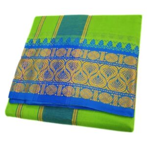 Light Green Color 6 Inch Jacquard Cotton Dhoti