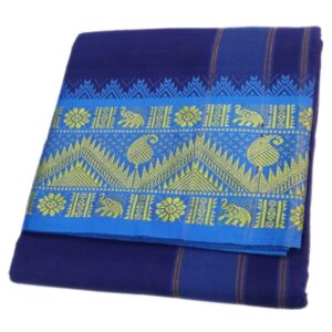 Blue Color 6 Inch Jacquard Cotton Dhoti