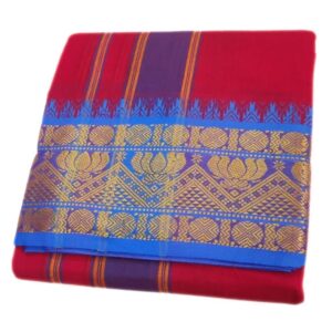 Red Color 6 Inch Jacquard Cotton Dhoti