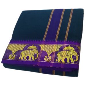 Oxford Blue Color 3 Inch Jacquard Cotton Dhoti