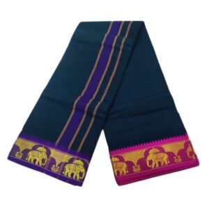 Oxford Blue Color 3 Inch Jacquard Cotton Dhoti