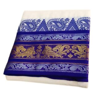 Peacock Elephant Designed Half White Dhoti