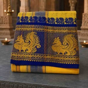 Sandal Color 8 Inch Jacquard Dhoti | Only Omkar Dhotis