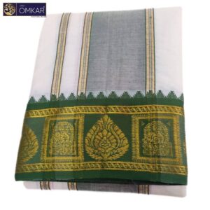Leaf Designed Half White Premium Dhoti