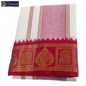 Leaf Designed Half White Premium Dhoti