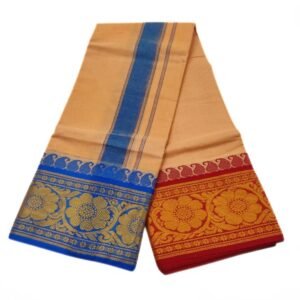 Light Kavi Color 8 Inch Jacquard Dhoti | Only Omkar Dhotis