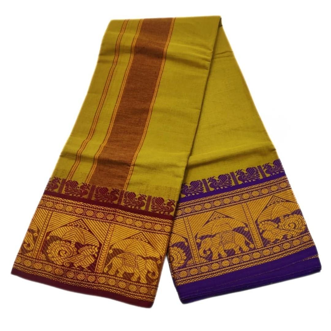 Mint Green Color 8 Inch Jacquard Dhoti | Only Omkar Dhoti - Image 2