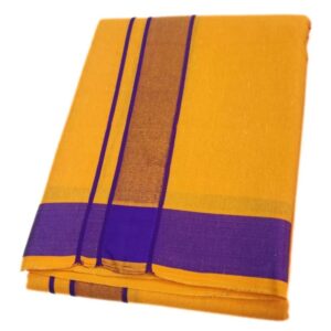 Mango Yellow Color Dhoti With 2 Inch Gundanji Border