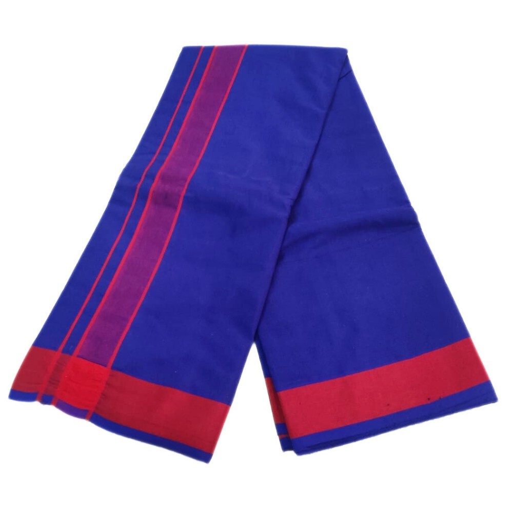 Blue Color Dhoti With 2 Inch Gundanji Border - Image 2