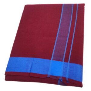 Maroon Color Dhoti With 2 Inch Gundanji Border