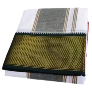 24 Kan Mayilkan Border Cotton White Dhoti