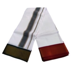 16 Kan Mayilkan Border Cotton White Dhoti
