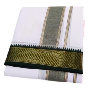 10 Kan Mayilkan Border Cotton White Dhoti