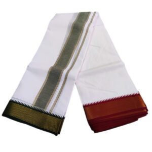 10 Kan Mayilkan Border Cotton White Dhoti