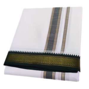 5 Kan Mayilkan Border Cotton White Dhoti