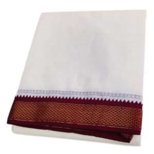 7 Kan Mayilkan Border Cotton Half White Dhoti