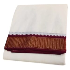 10 Kan Mayilkan Border Cotton Half White Dhoti