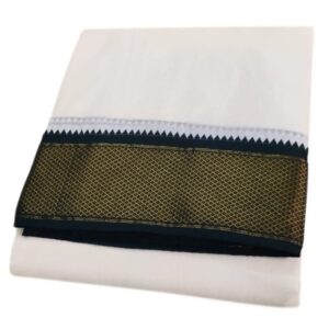 16 Kan Mayilkan Border Cotton Half White Dhoti
