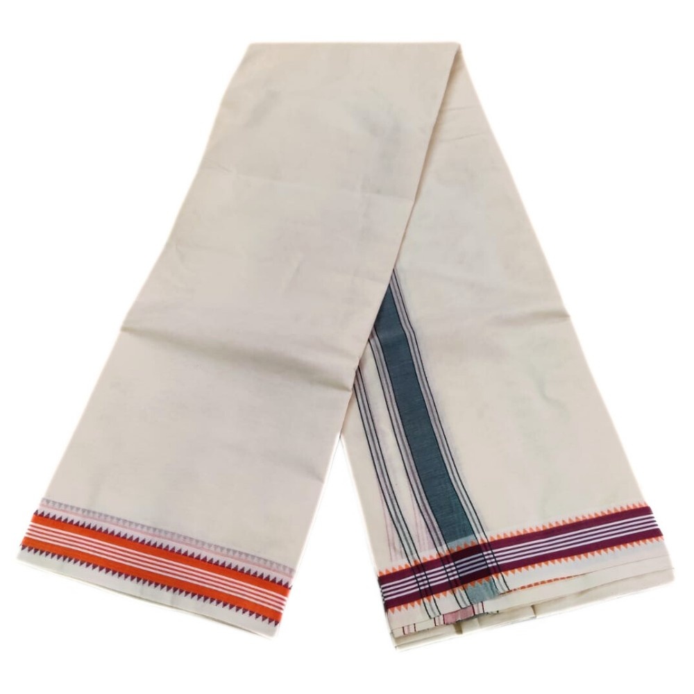 1 Inch Cotton Border Double Mokku Half White Dhoti - Image 2