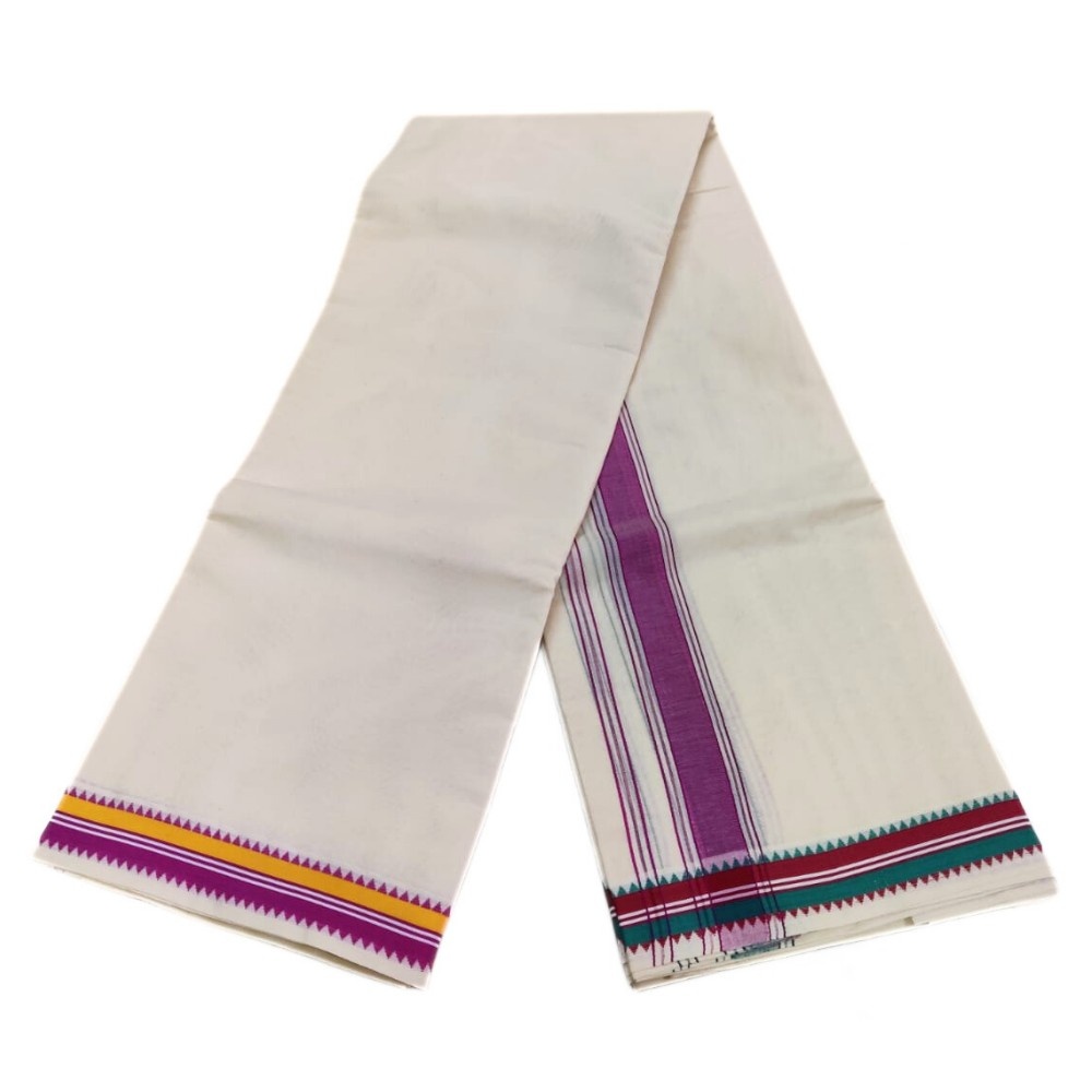 1 Inch Cotton Border Double Mokku Half White Dhoti - Image 2