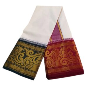 Flower Designed 10 Inch Jacquard Dhoti