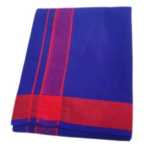 Blue Color Dhoti With 2 Inch Gundanji Border