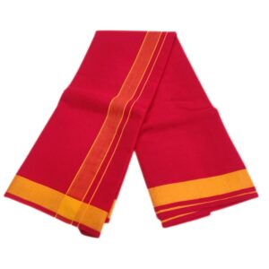 Red Color Dhoti With 2 Inch Gundanji Border