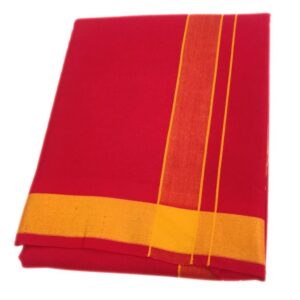 Red Color Dhoti With 2 Inch Gundanji Border