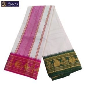 Peacock Designed Half White Premium Dhoti