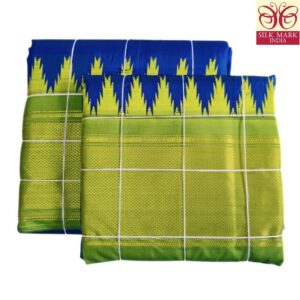 Peacock Blue Colored Pure Pattu Tirupathi Vastram Premium Melchats