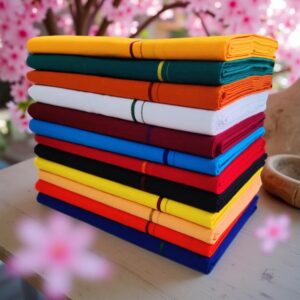 Rich Cotton Line Border Color Dhotis