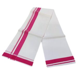 Rich Cotton 1 Inch Rose Border White Dhoti