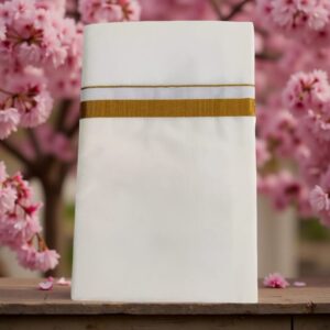 Rich Cotton Gold Zari Border Cream Dhoti