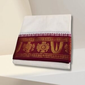 5 Inch Namam Sangu Chakra Designed Half White Dhoti 9×5