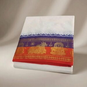 5 Inch Nandhi Lingam Designed Half White Dhoti 9×5