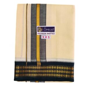 Sandal Color Rudraksham/Coin Border Dhoti