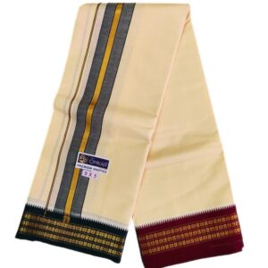 Sandal Color Rudraksham/Coin Border Dhoti