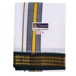 White Color Rudraksham/Coin Border Dhoti