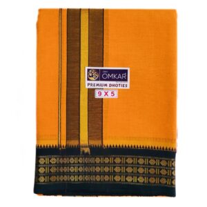 Golden Yellow Color Rudraksham/Coin Border Dhoti