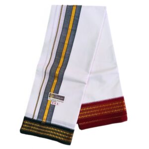 White Color Rudraksham/Coin Border Dhoti