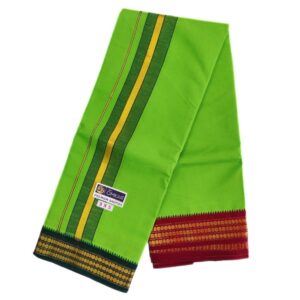 Parrot Green Color Rudraksham/Coin Border Dhoti
