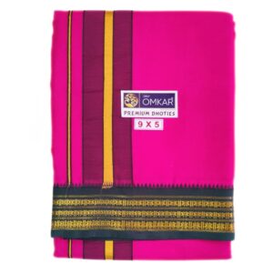 Pink Color Rudraksham/Coin Border Dhoti