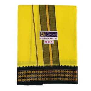 Yellow Color Rudraksham/Coin Border Dhoti