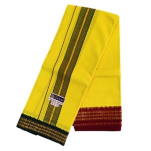 Yellow Color Rudraksham/Coin Border Dhoti