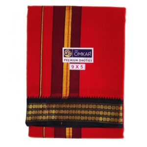 Red Color Rudraksham/Coin Border Dhoti