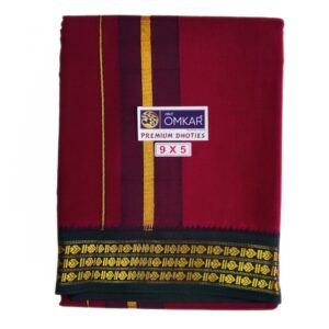 Maroon Color Rudraksham/Coin Border Dhoti