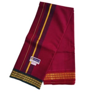 Maroon Color Rudraksham/Coin Border Dhoti